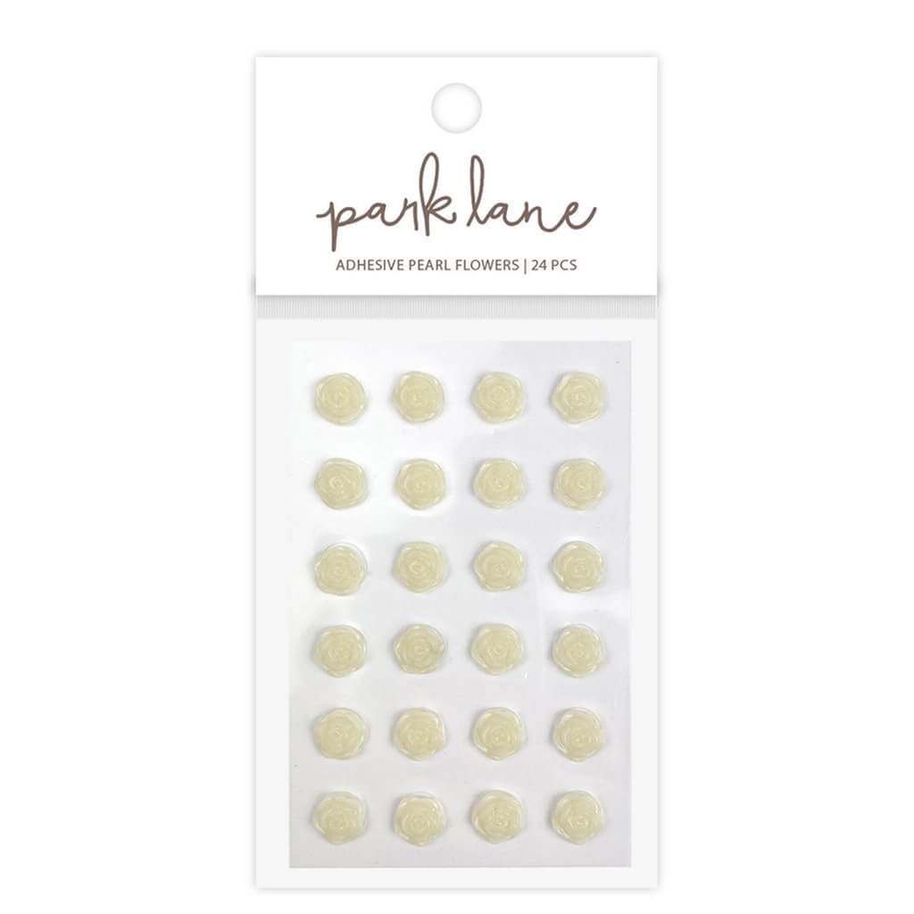 Adhesive Pearl Flowers Ivory 24pc