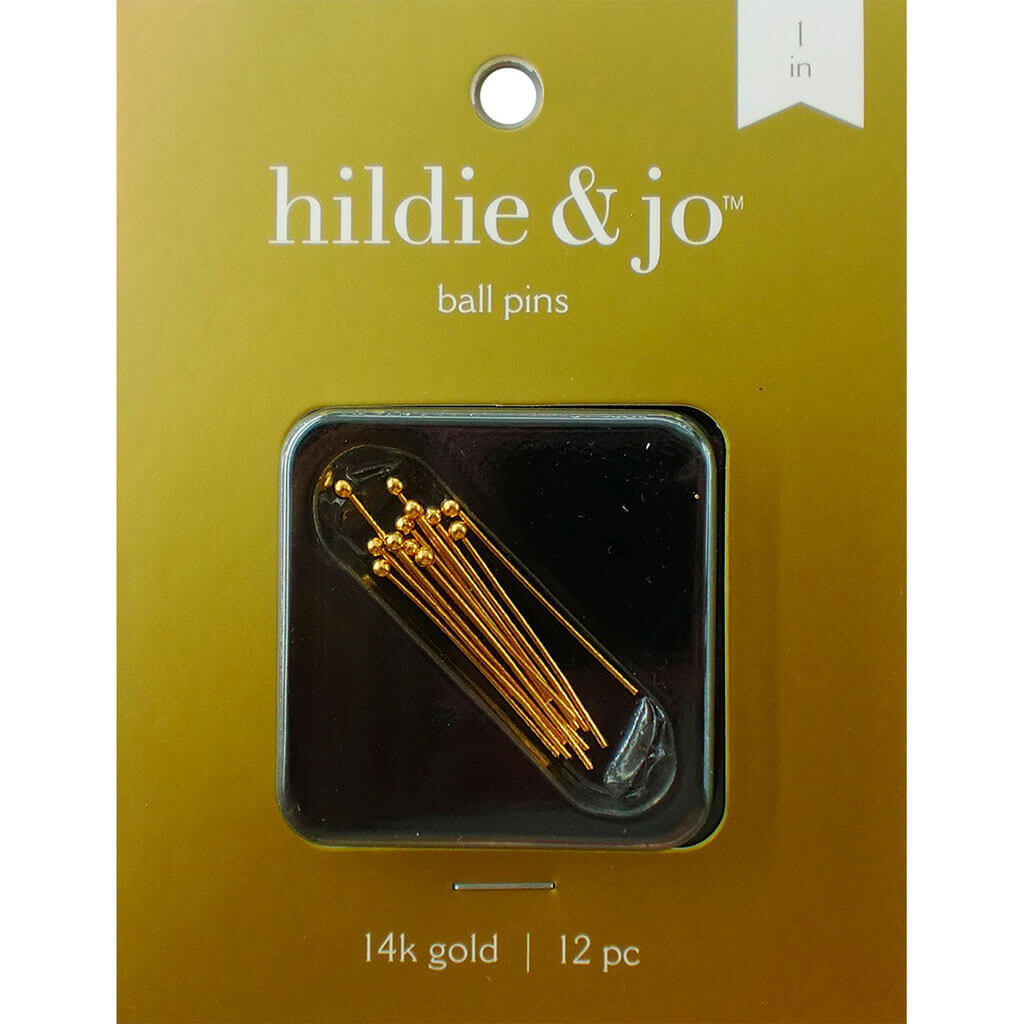 Gold Plated Ball Pins 12pk 1in