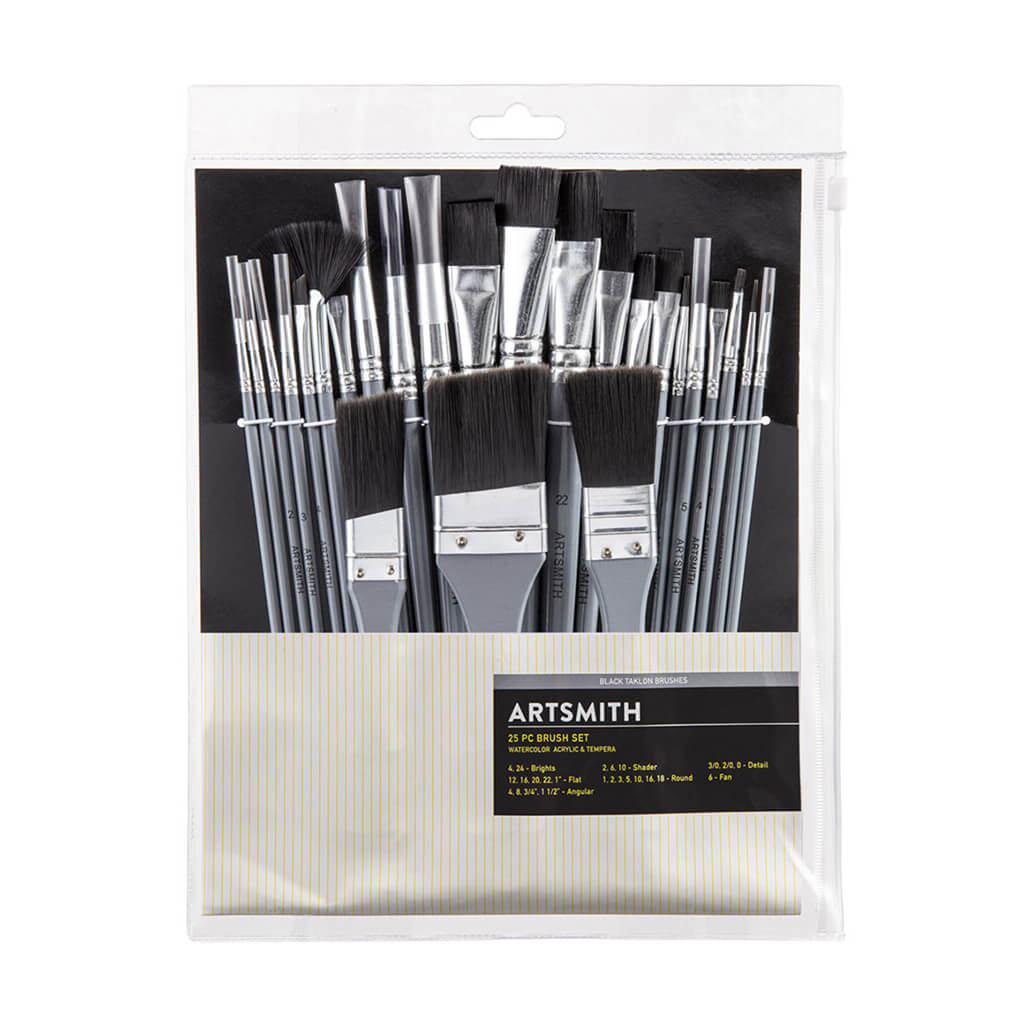 Black Taklon Variety Brushes, 25pc