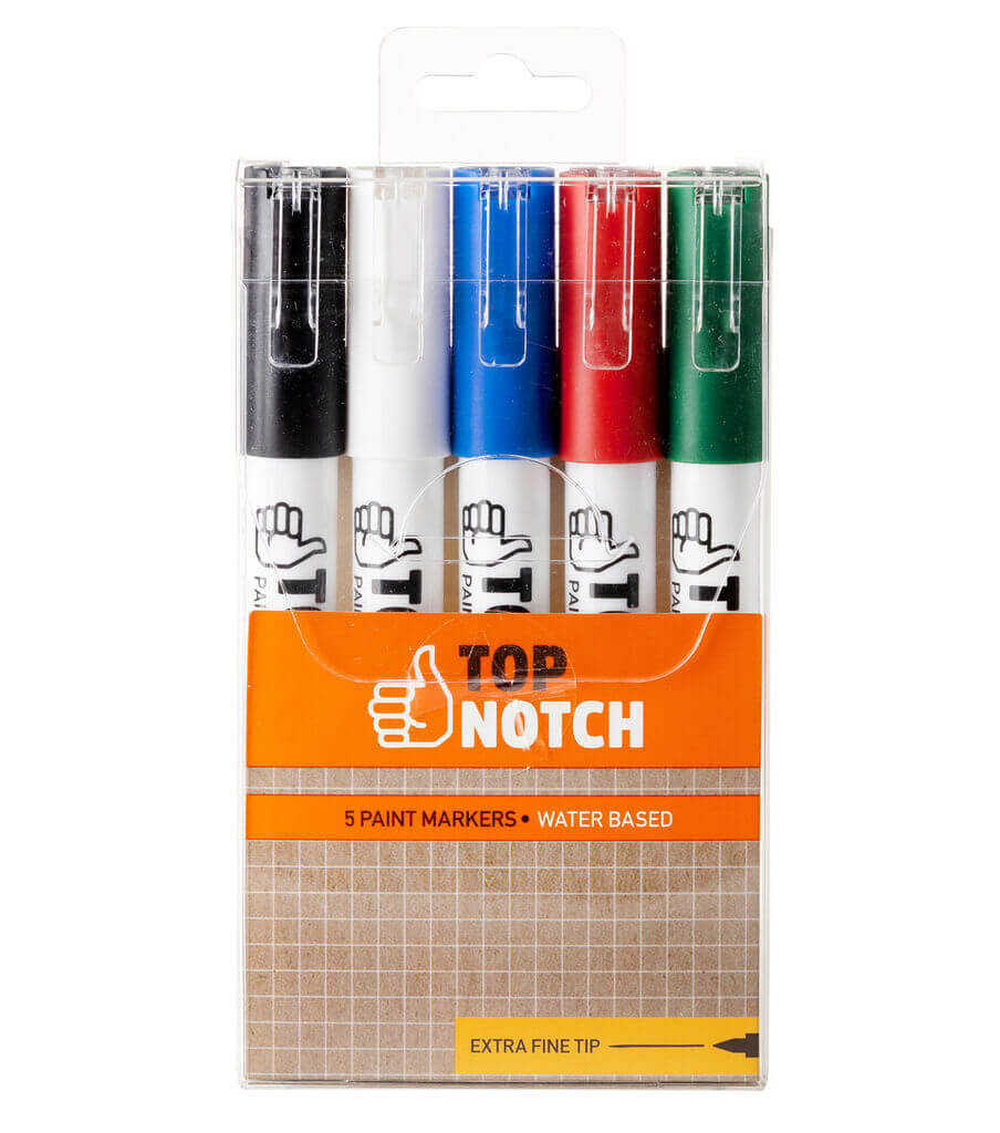 Top Notch Extra Fine Tip Water Based Paint Markers 5pcs
