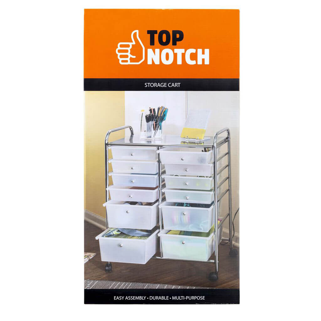 Rolling Metal Storage Cart with 12 Drawers 15in x 32in