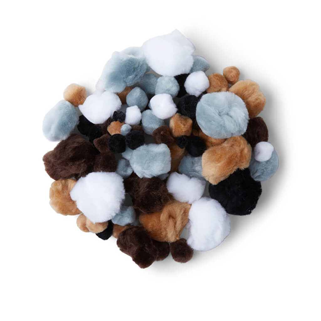 Animal Multicolor Assorted Pom Poms 100ct