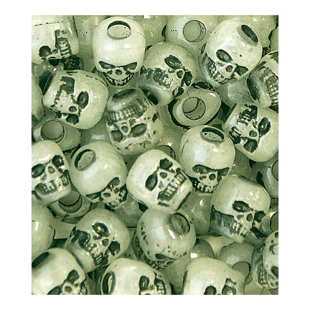 The Beadery Skull Beads Glow in The Dark 250ct