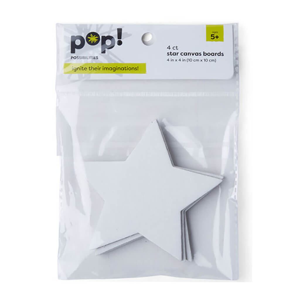 Small Star Shaped Canvas Panel Boards, 4pc