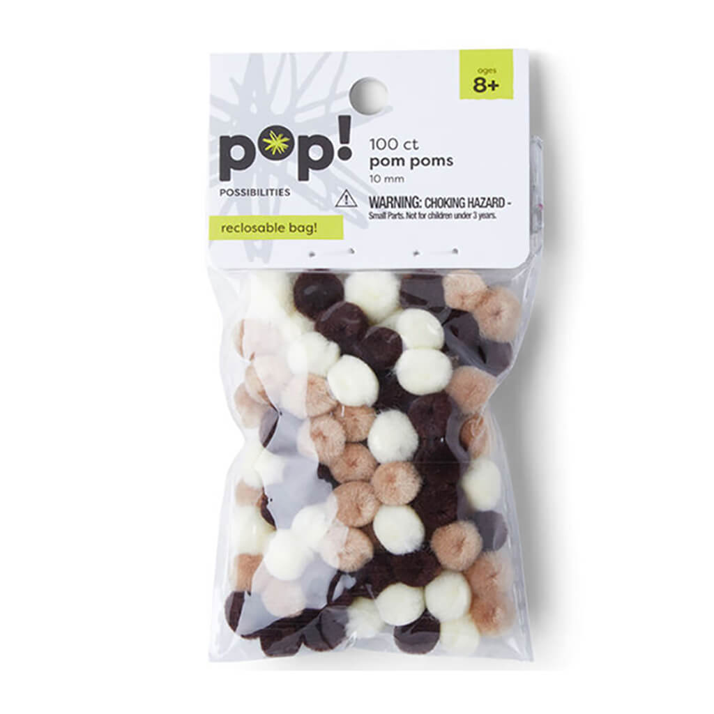 POP! Neutral Pom Poms 100ct 10mm