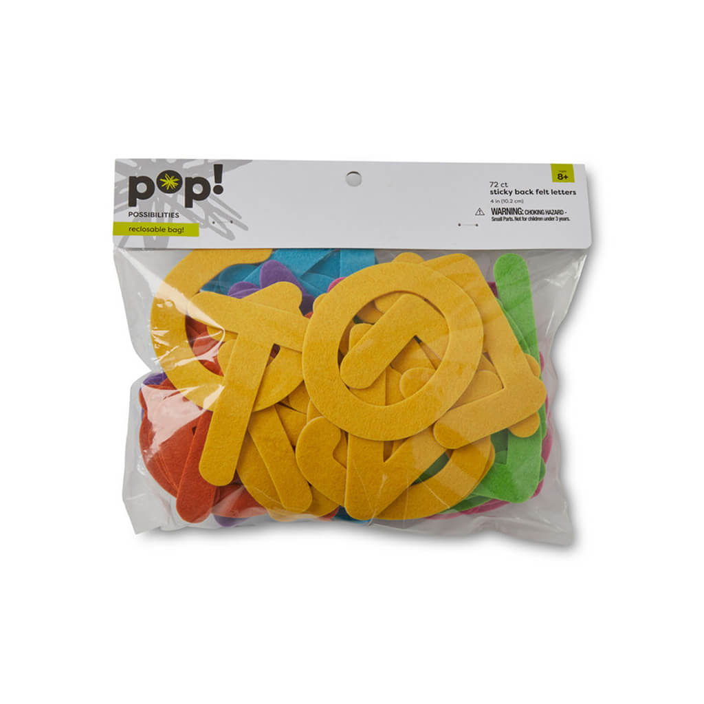 Sticky Back Felt Letters Multi Bright 72pc, 4in