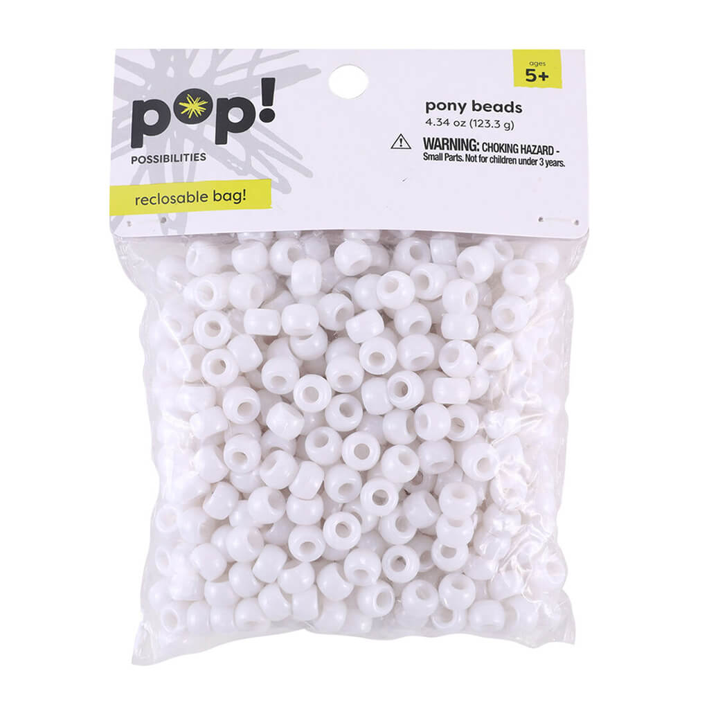 Pony Bead Pearl White, 123.3g
