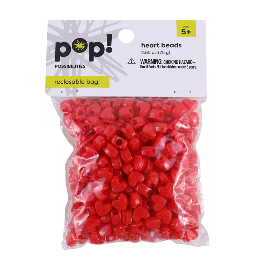 POP! Possibilities Heart Pony Beads 9mm Red