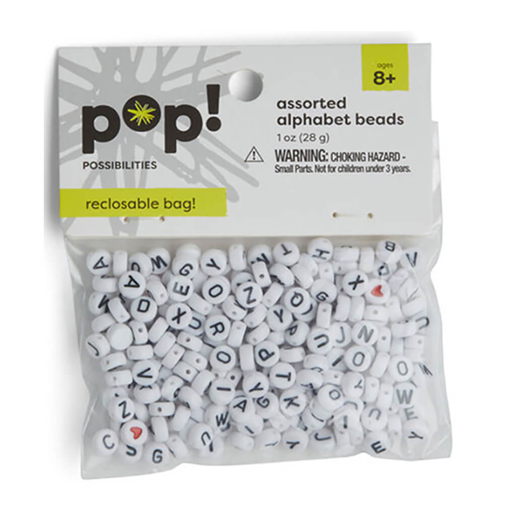 Round Alpha Beads Black White