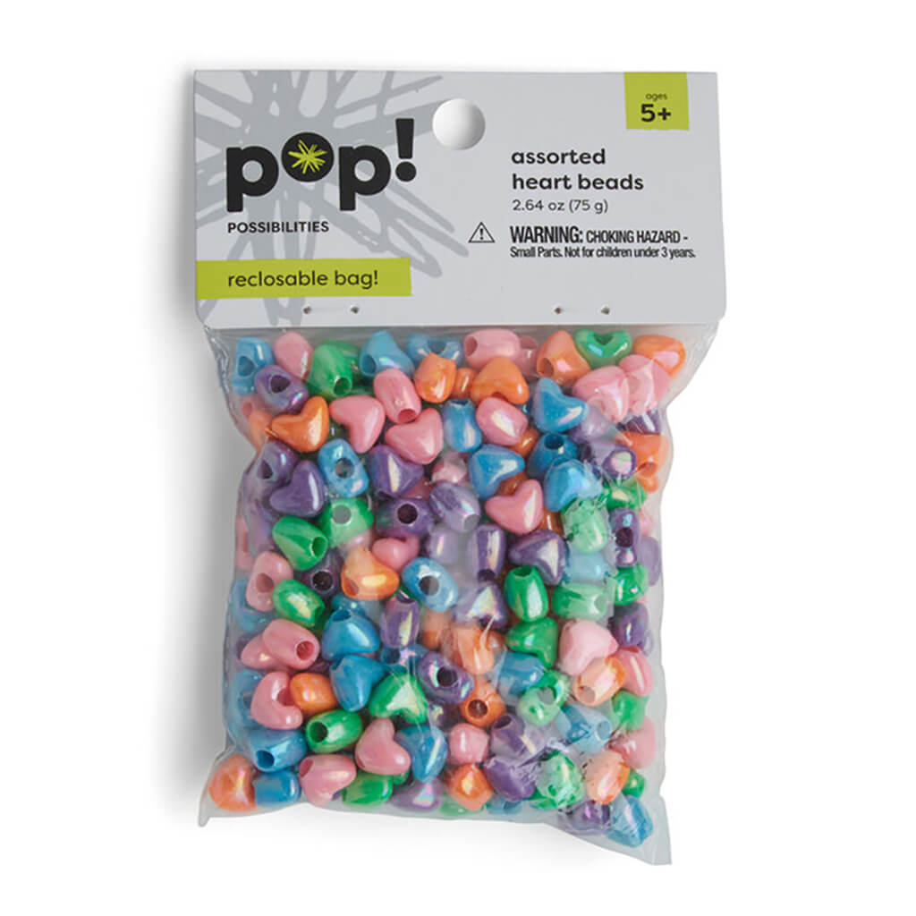 Pop! Possibilities 9mm Heart Pony Beads in Value Pack - Kids Pony Beads - Kids