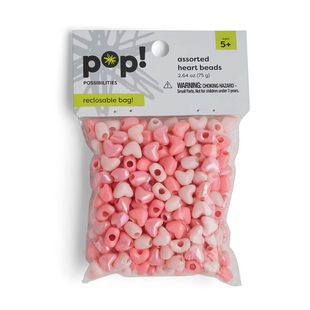 POP! Possibilities Heart Beads 7mm Iridescent Pink