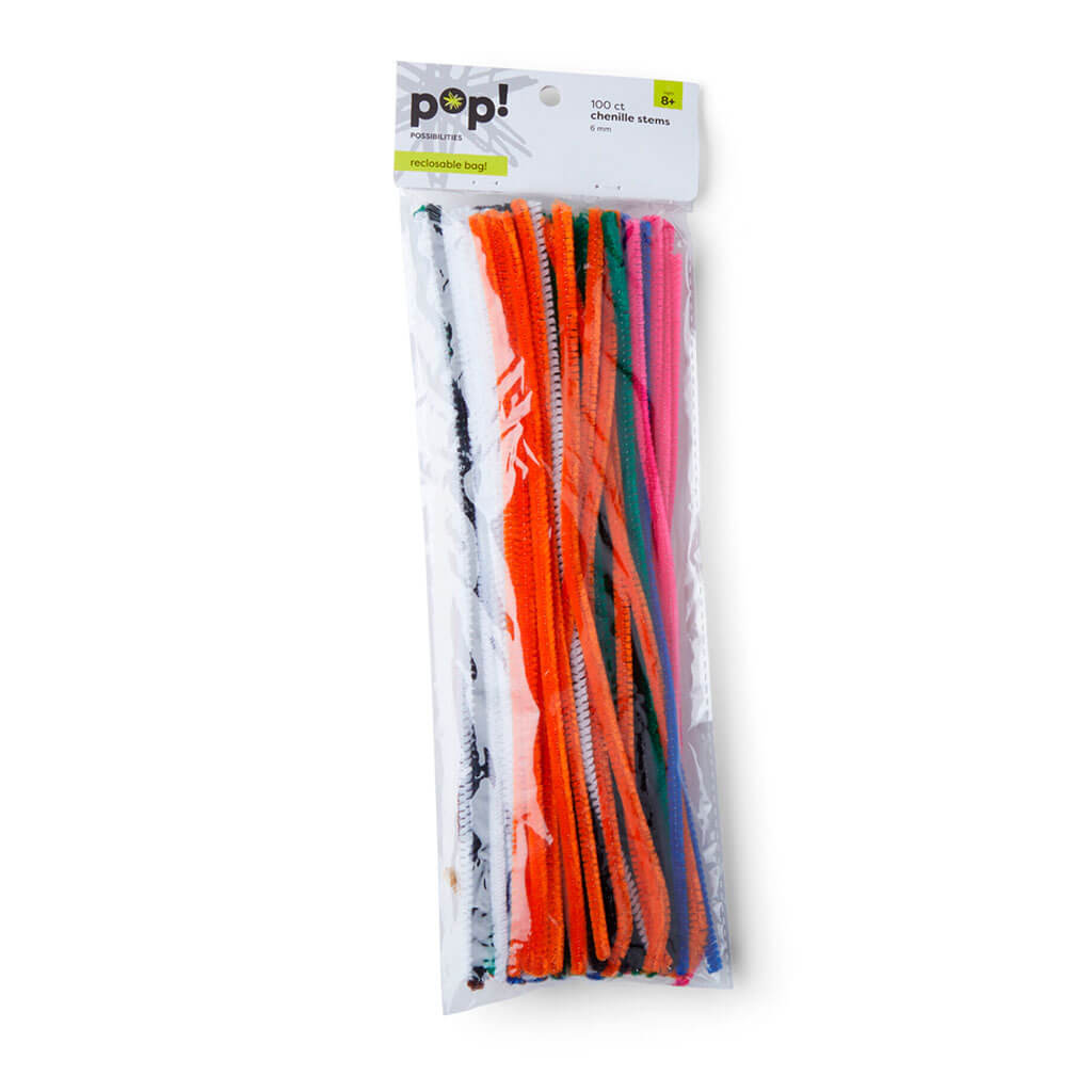 POP! Multicolor Assorted Chenille Stems 100pc 6mm