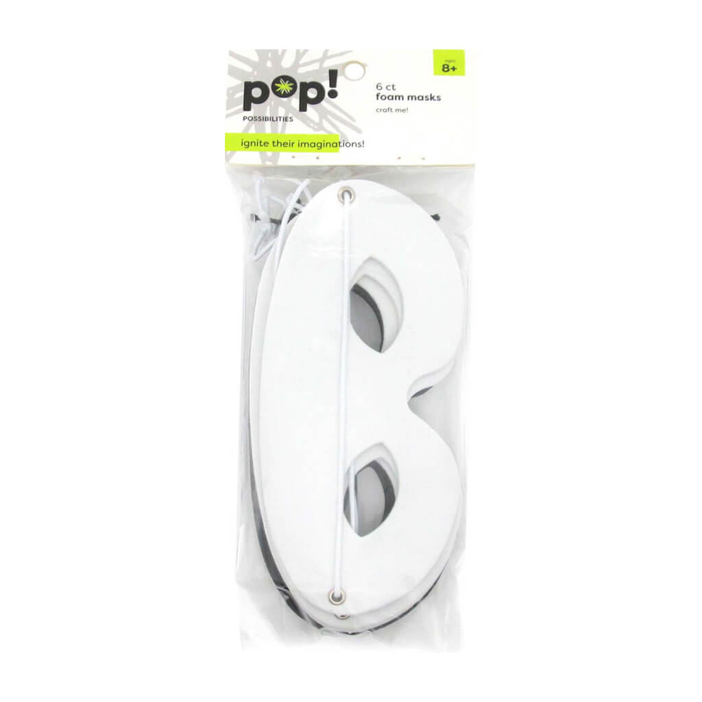POP! Foam Craft Masks Black &amp; White 6pk