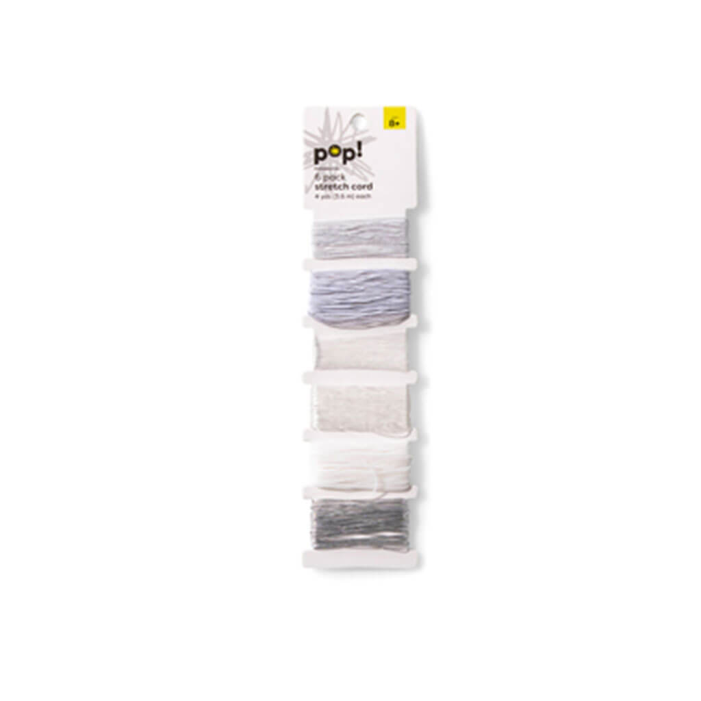 Stretch Cords White, Silver &amp; Clear 6pk, 4yds Each