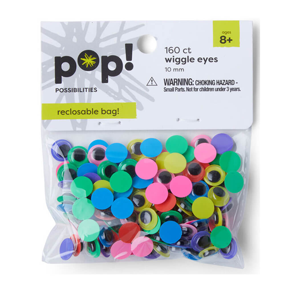 Paste on Wiggle Eyes Neon 160pc, 10mm