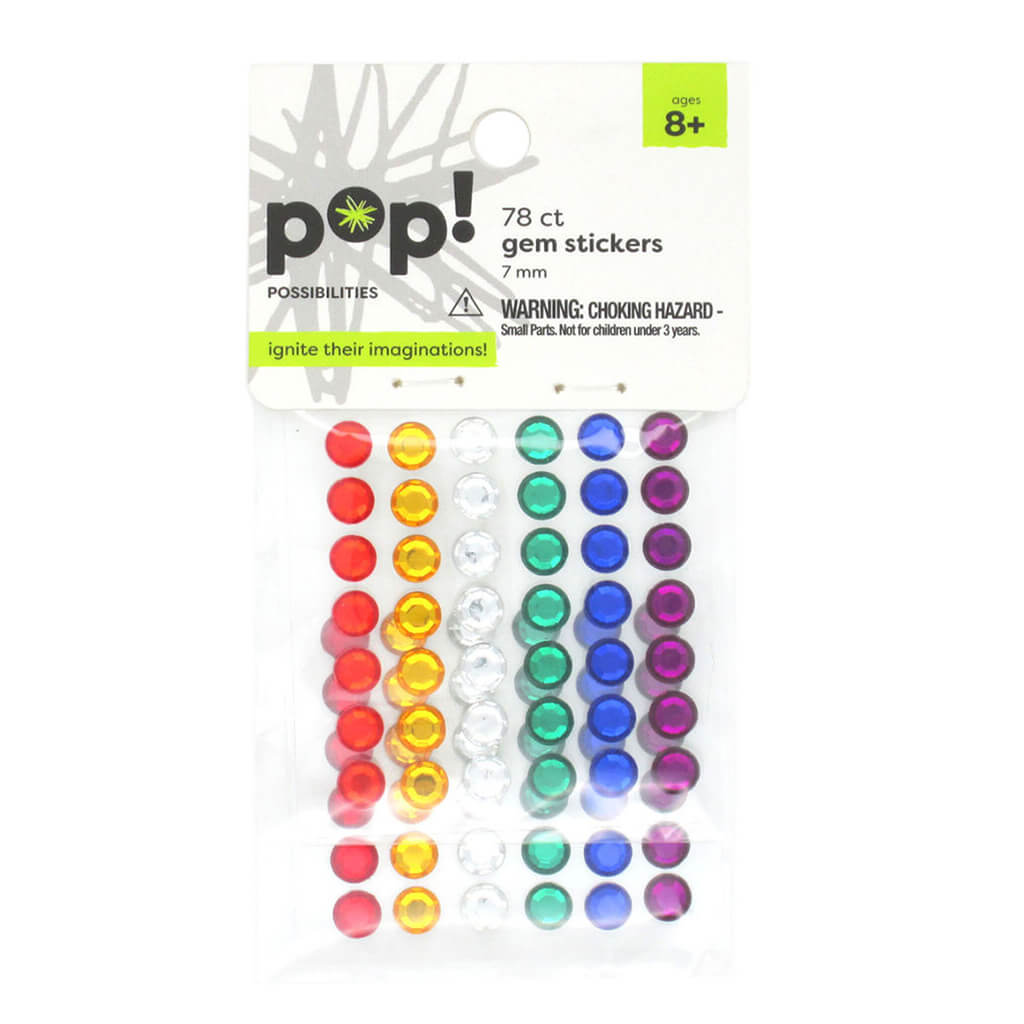 POP! Stick On Rhinestones Primary 7mm Round