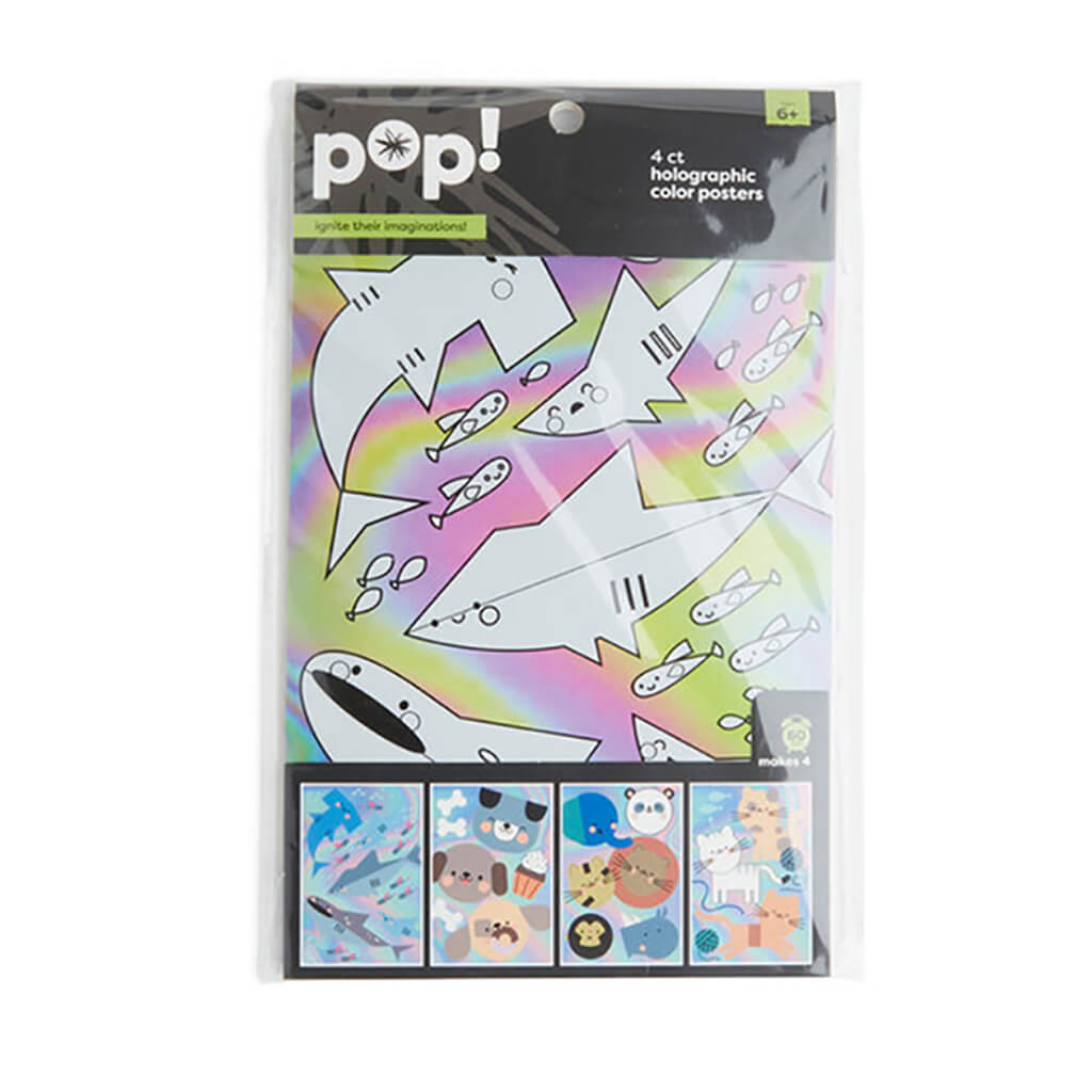 Holographic Poster Animal 4Pk