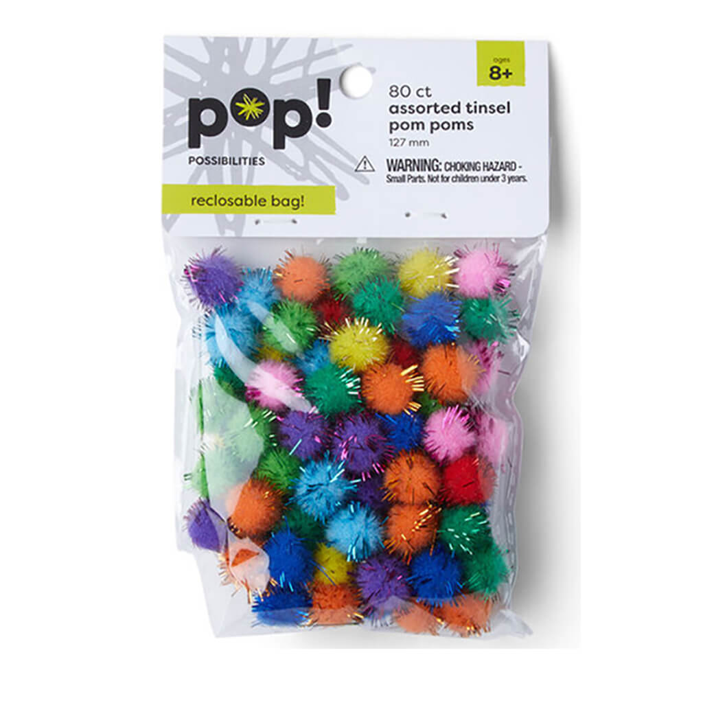 POP! Tinsel Poms Assorted Metallic 5in 80pc