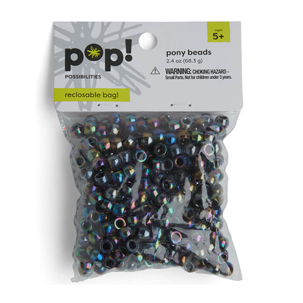 POP! Possibilities Pony Beads Iridescent Black 8mm