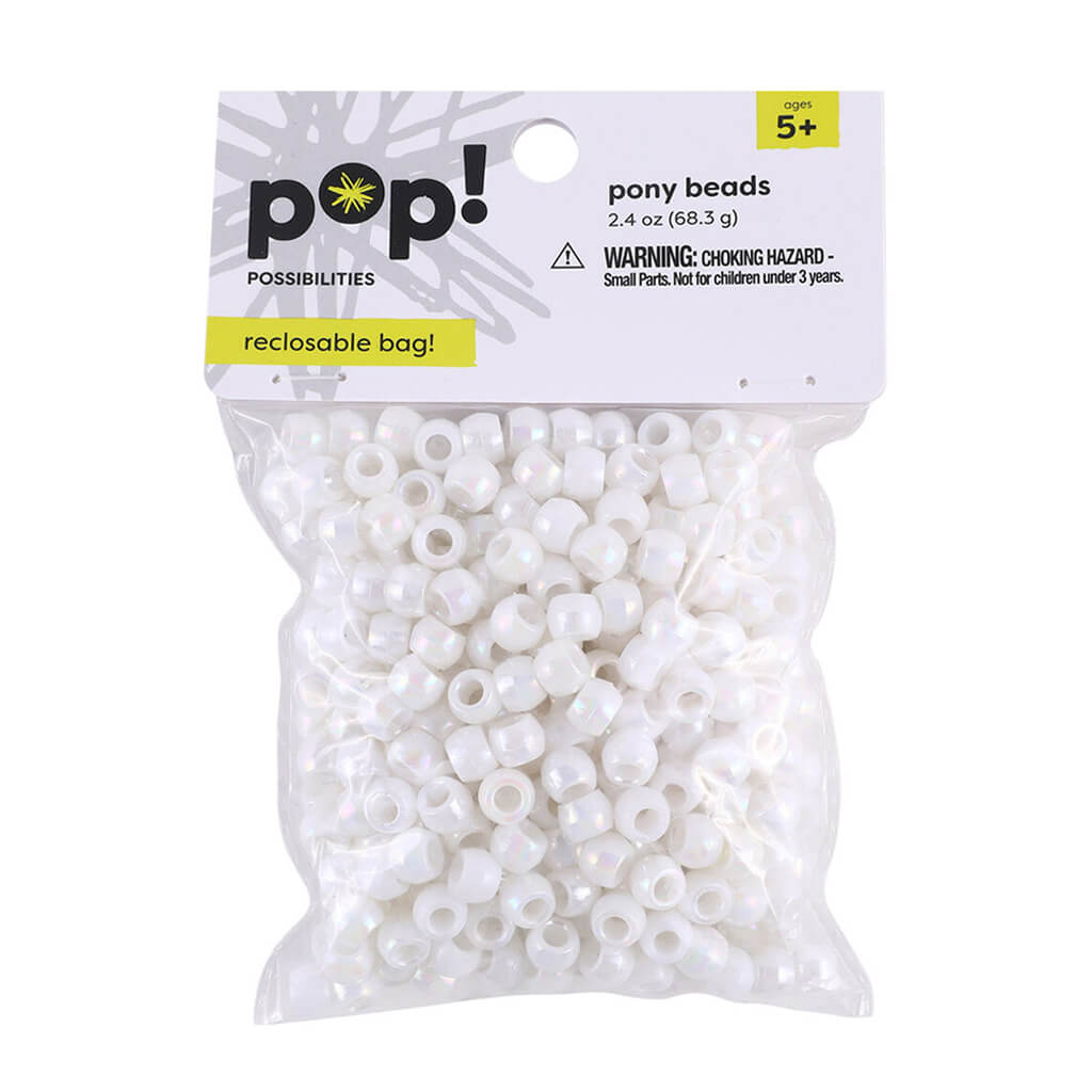 POP! Possibilities Pearl Pony Beads White 8mm
