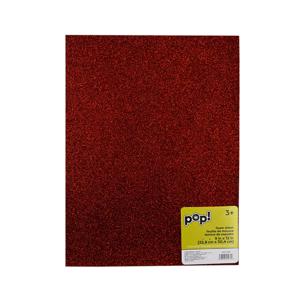 Glitter Foam Sheet Red, 9in x 12in