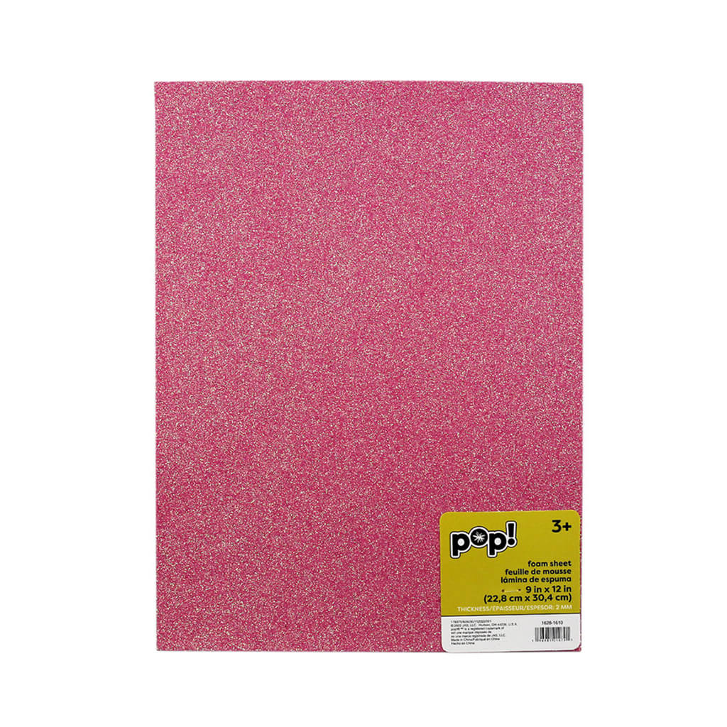 Glitter Foam Sheet Pink, 9in x 12in