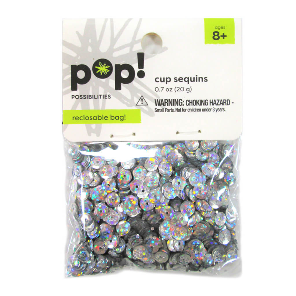 Round Cup Silver Holographic Sequins 5mm