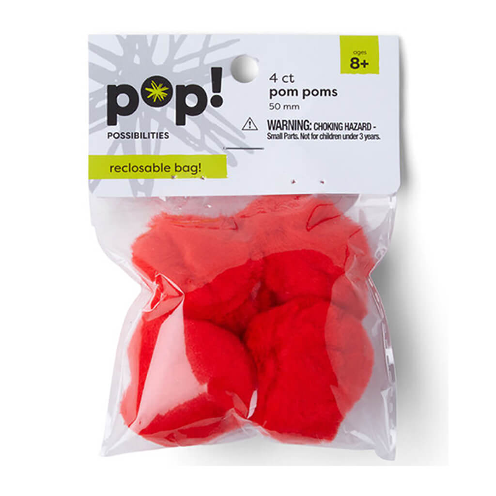 POP! Red Pom Poms 4pk 2in