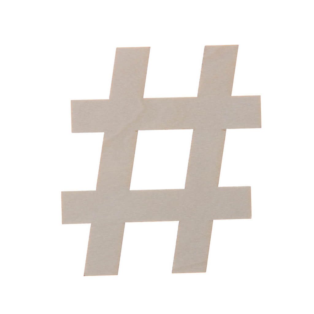 Wooden Rounded Fun Hashtag