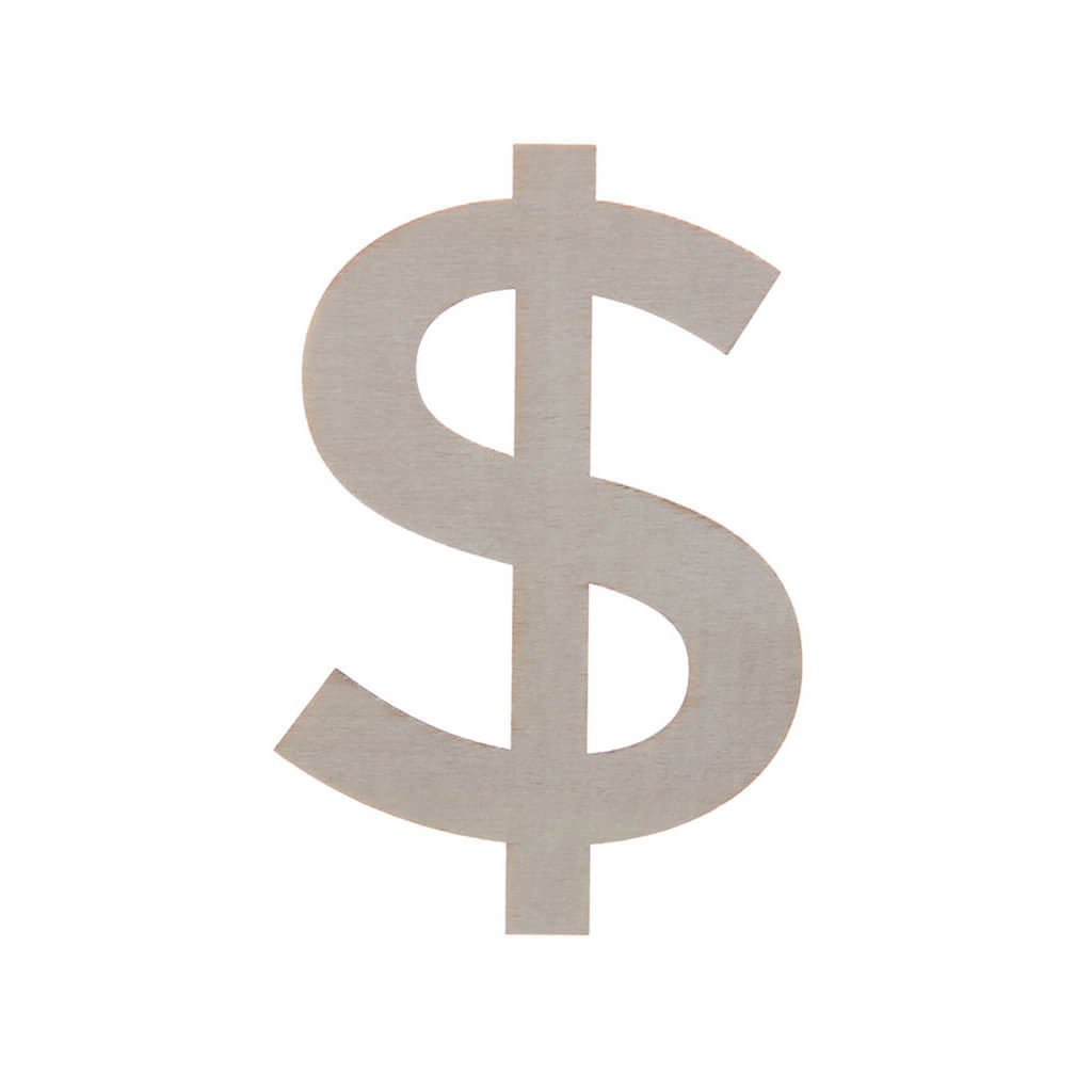 Wooden Rounded Fun Dollar Sign