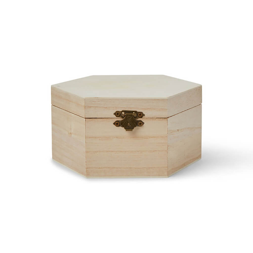 Mini Hexagon Wooden Box with Hinge