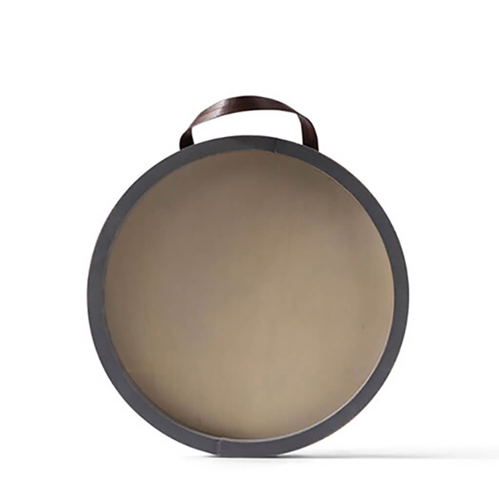 Round Framed Wall Sign with Leather Strap 11.8in  Gray