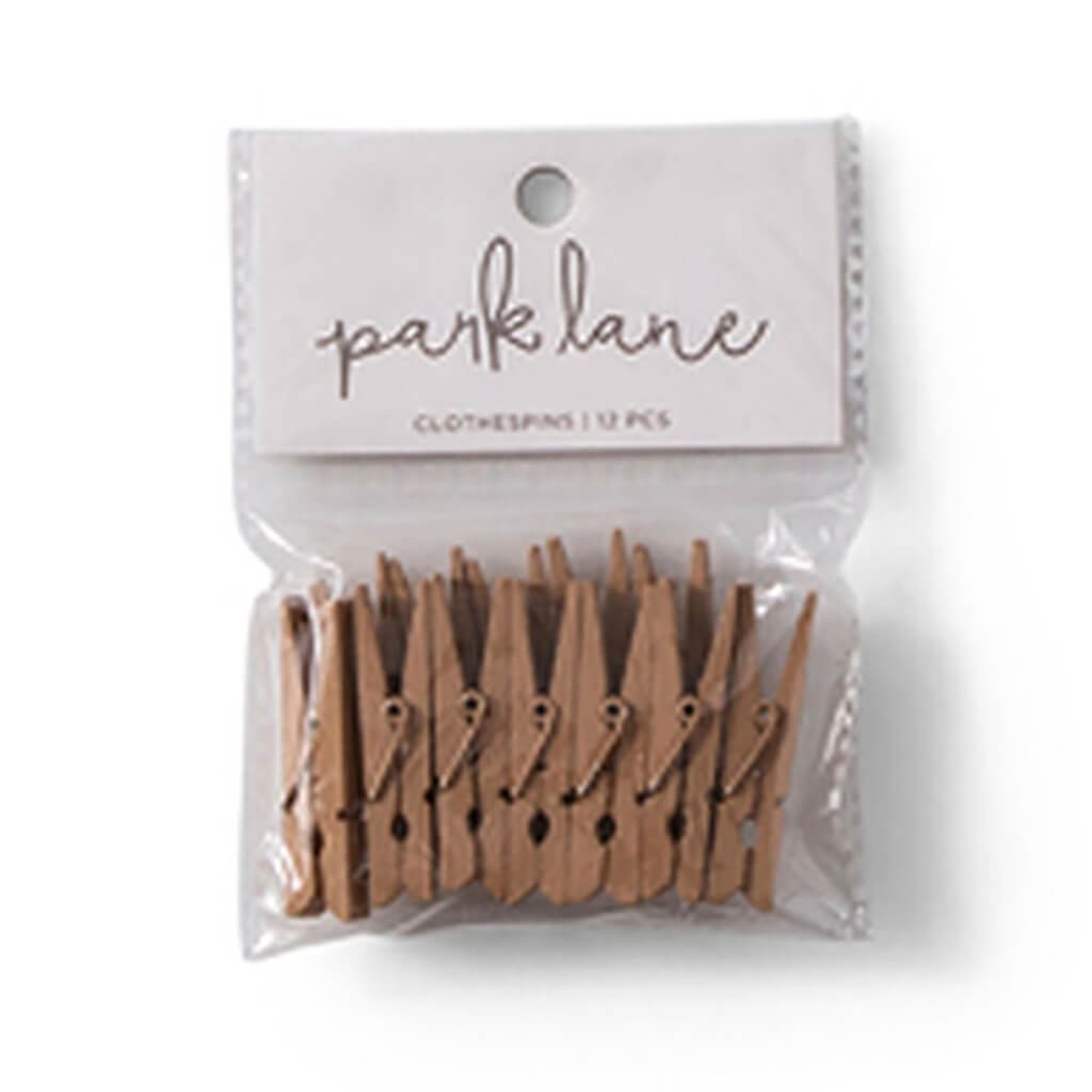 Small Wooden Clothespins Brown, 12pcs