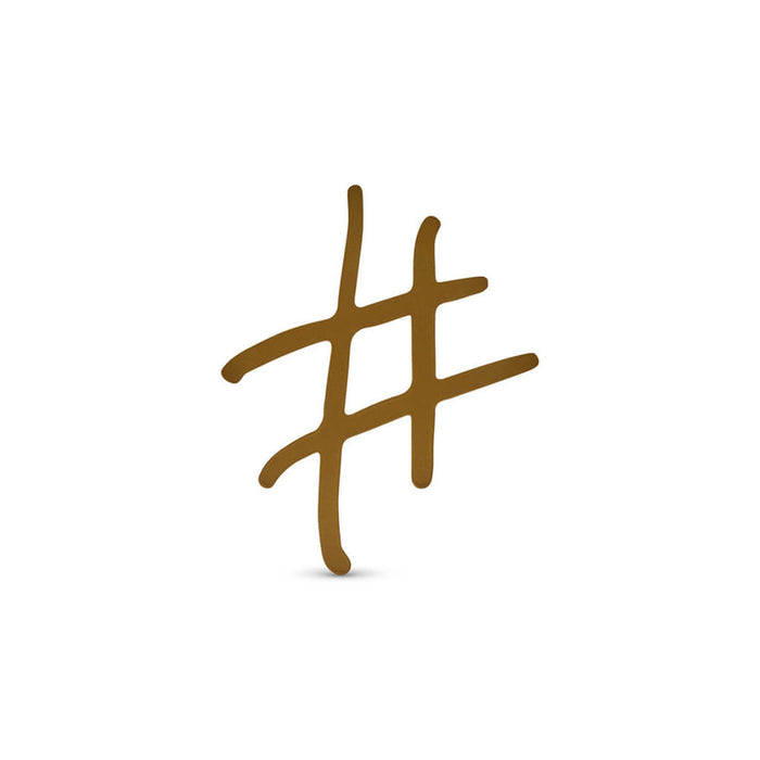 Gold Metal Sign Hash Tag