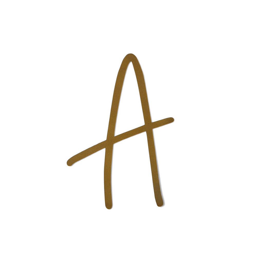 Gold Upper Metal Script letters, A