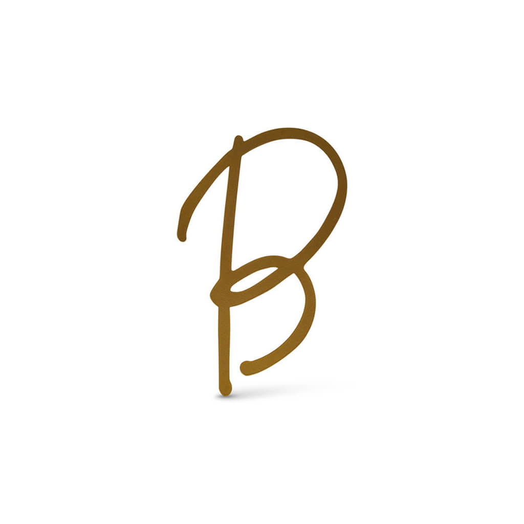 Gold Upper Metal Script letters, B