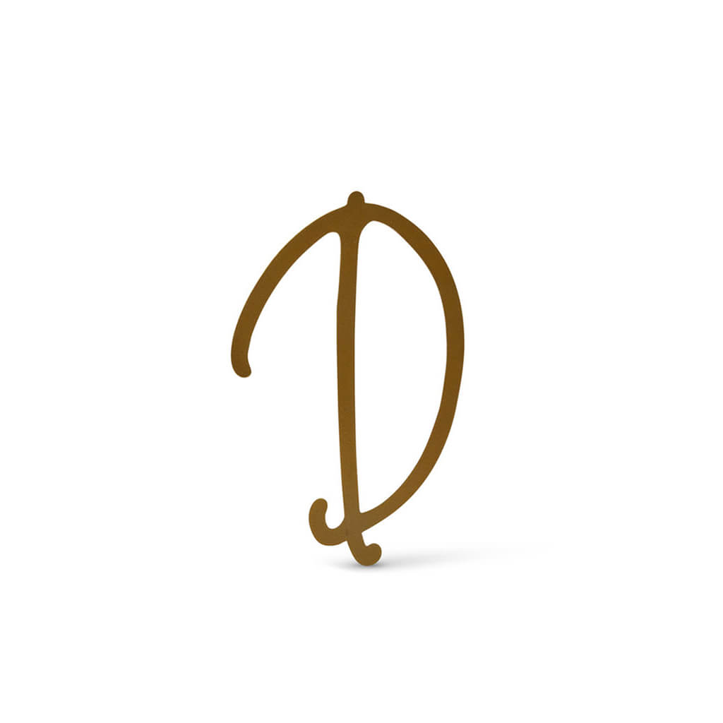 Gold Upper Metal Script letters, D