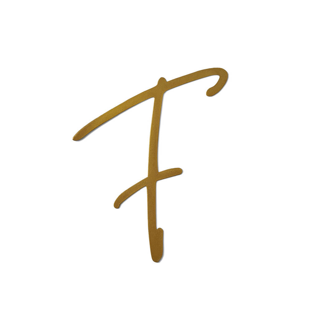 Gold Upper Metal Script letters, F