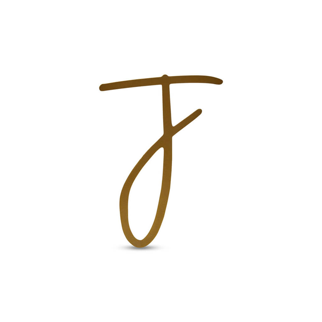 Gold Upper Metal Script letters, J