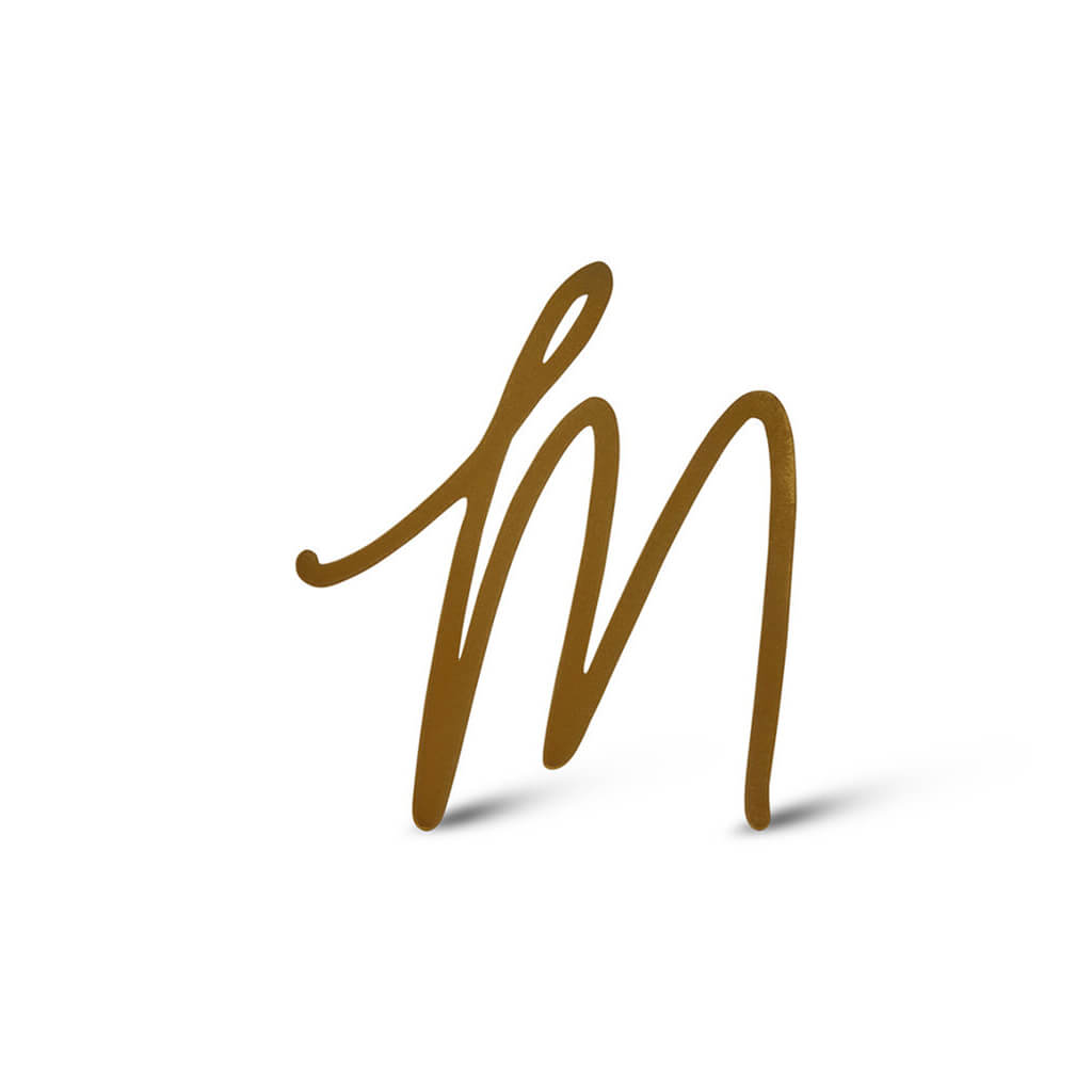 Gold Upper Metal Script letters, M