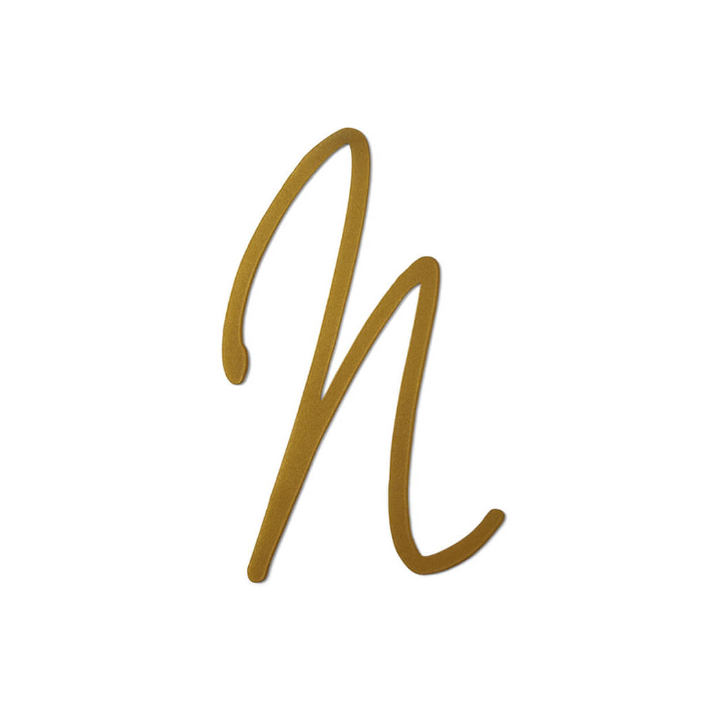 Gold Upper Metal Script letters, N