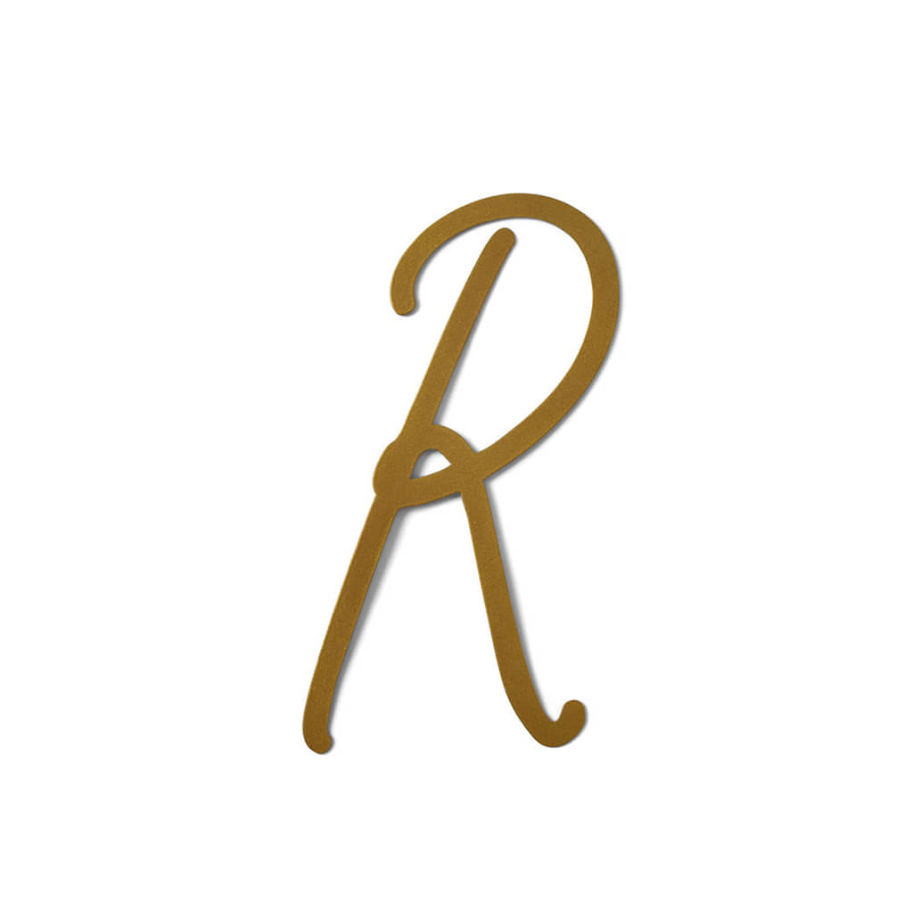 Gold Upper Metal Script letters, R