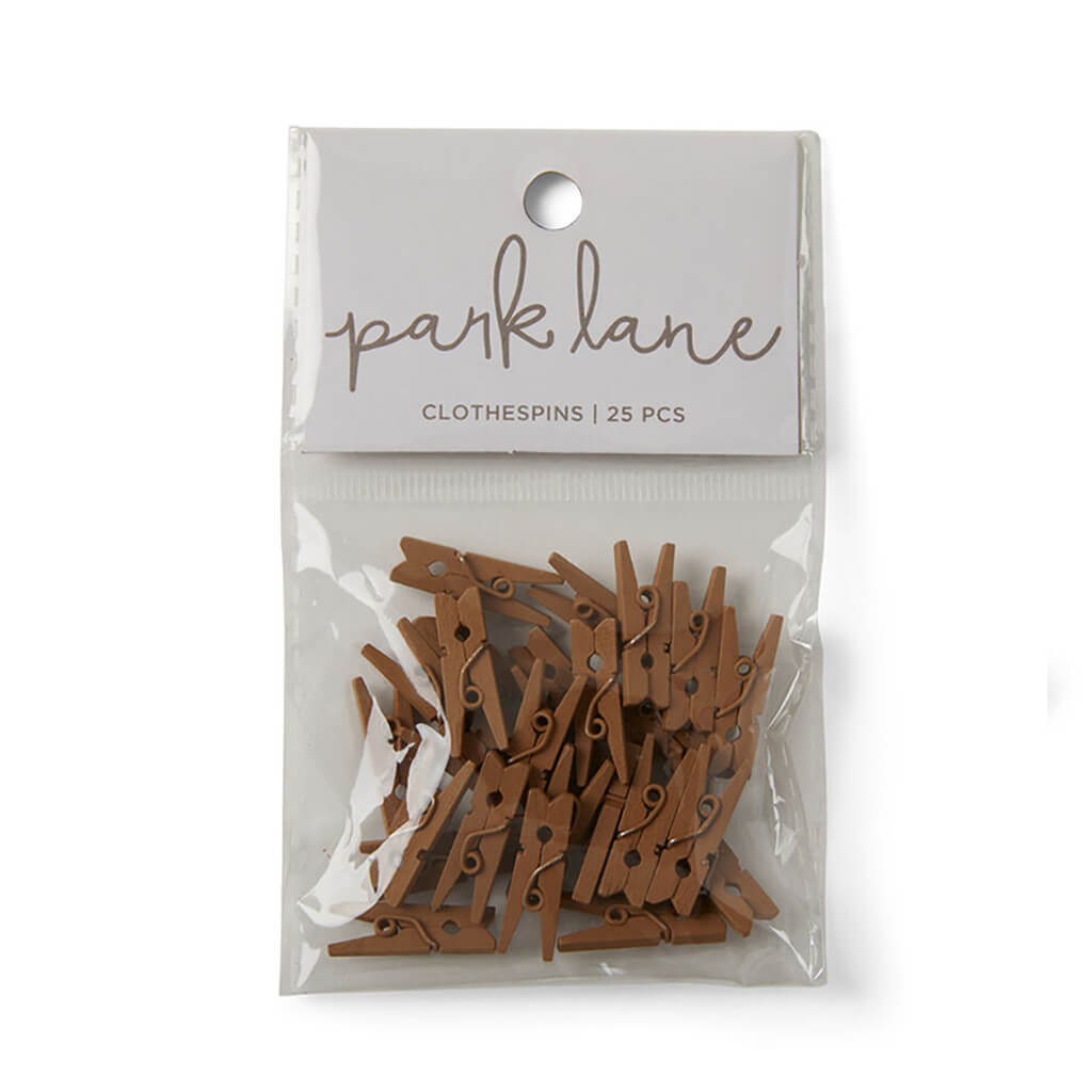 Mini Wooden Clothespins Brown, 25pcs