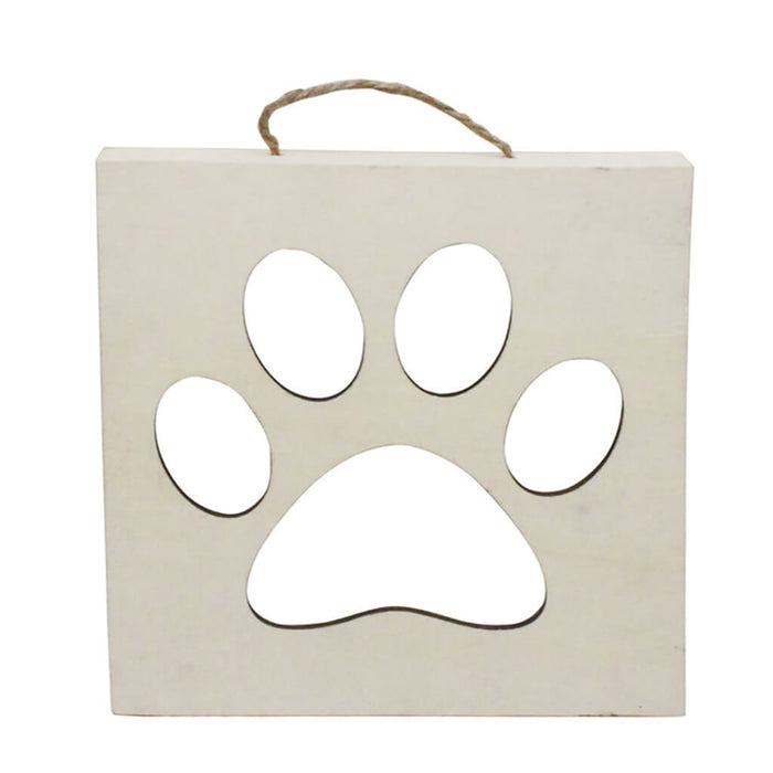 Wooden Surface with Paw Print Cutout