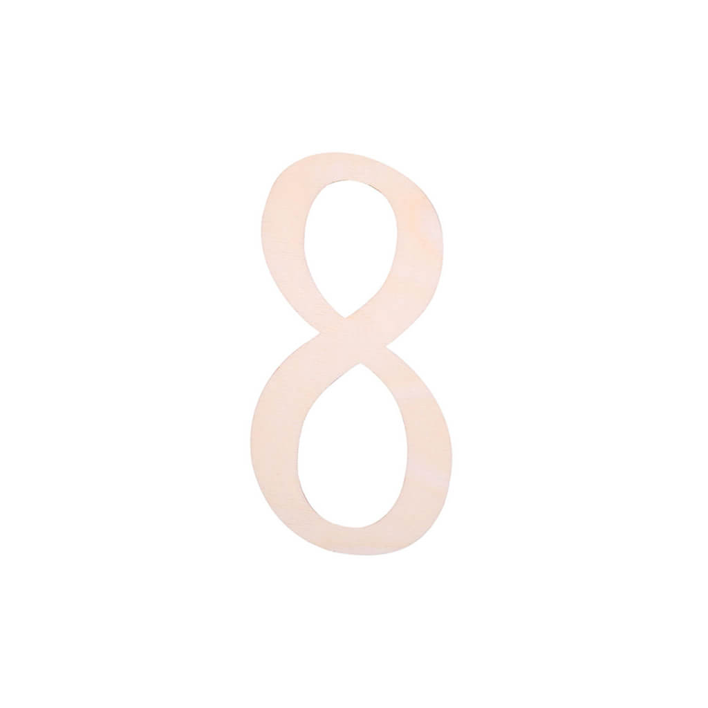 Flat Wooden Fancy Script Number 8