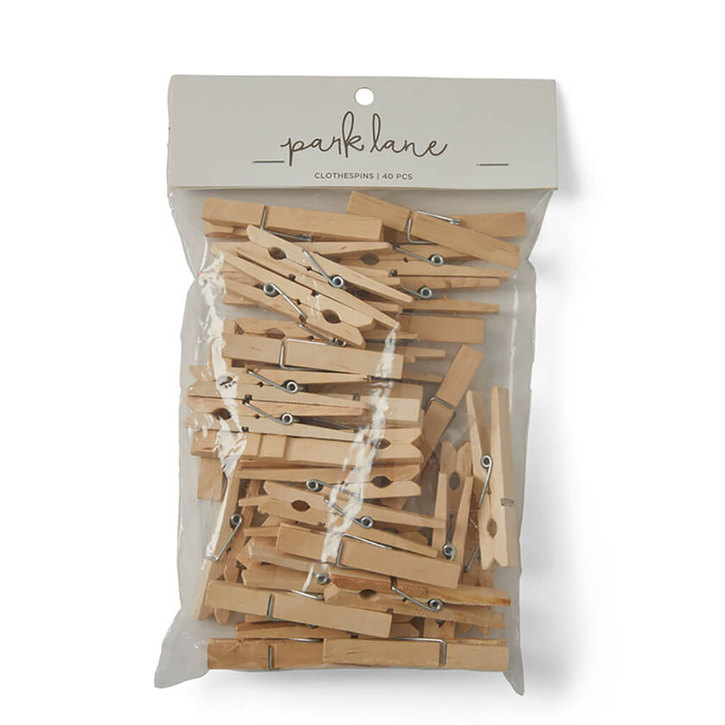 Ivory Wood Clothespins 40pk 3in