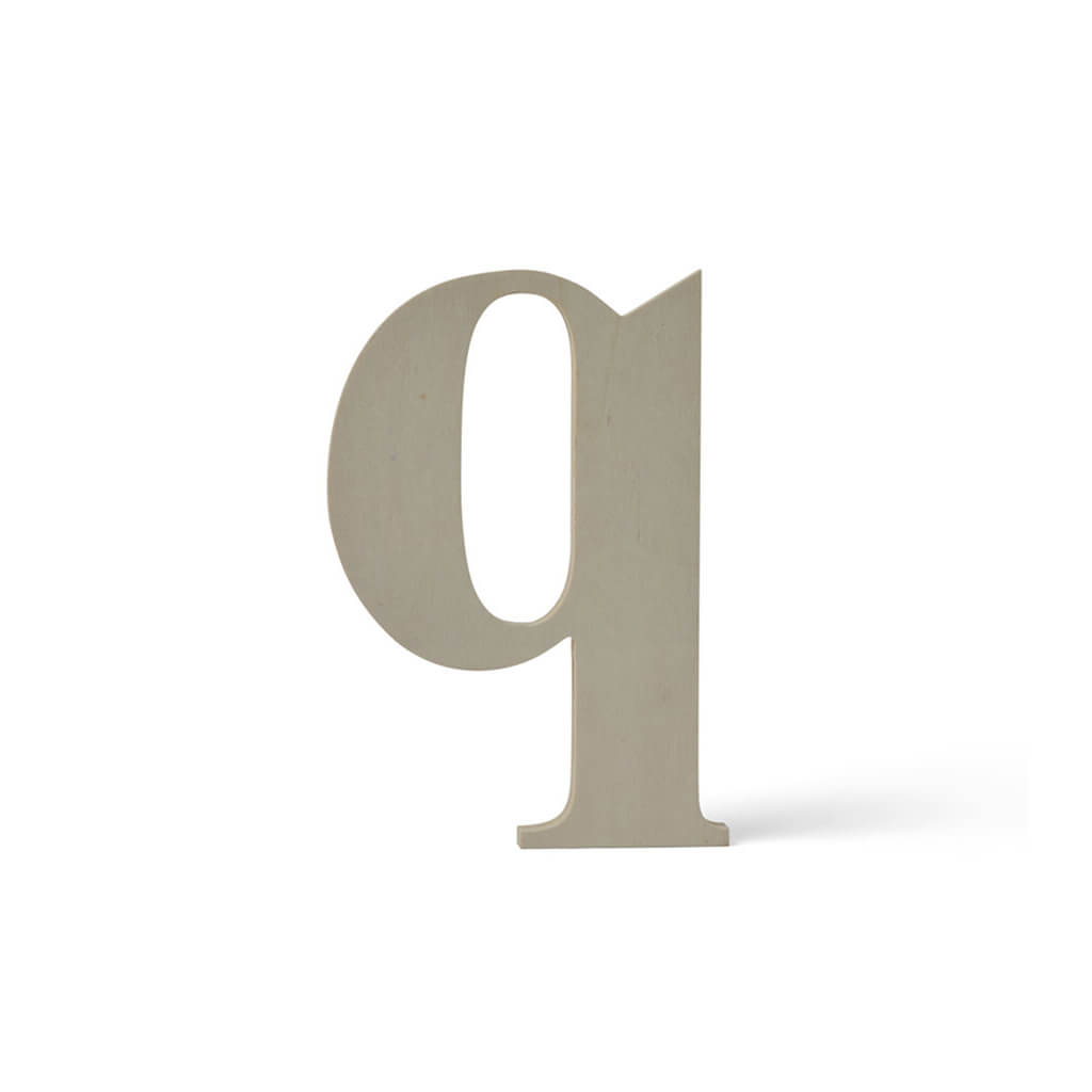 Wooden Lowercase Serif Letter Q