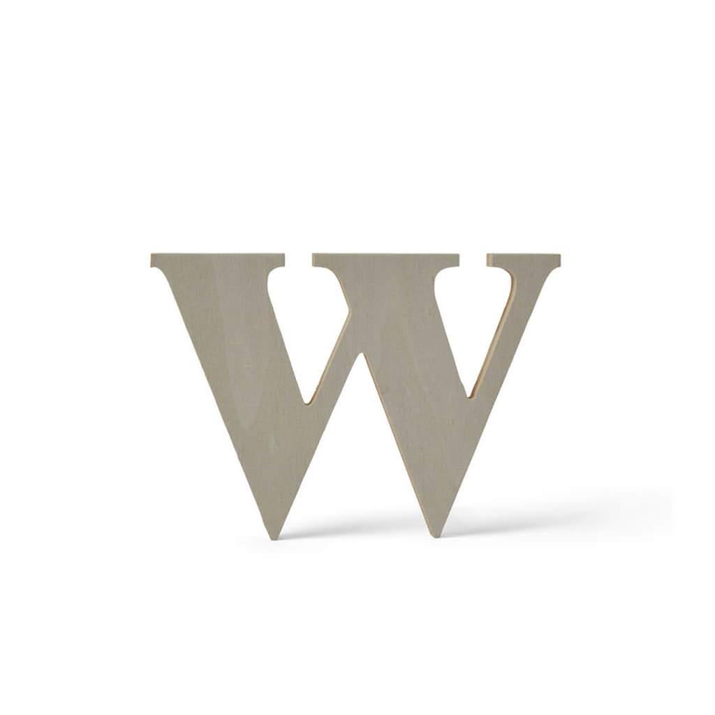 Wooden Lowercase Serif Letter W