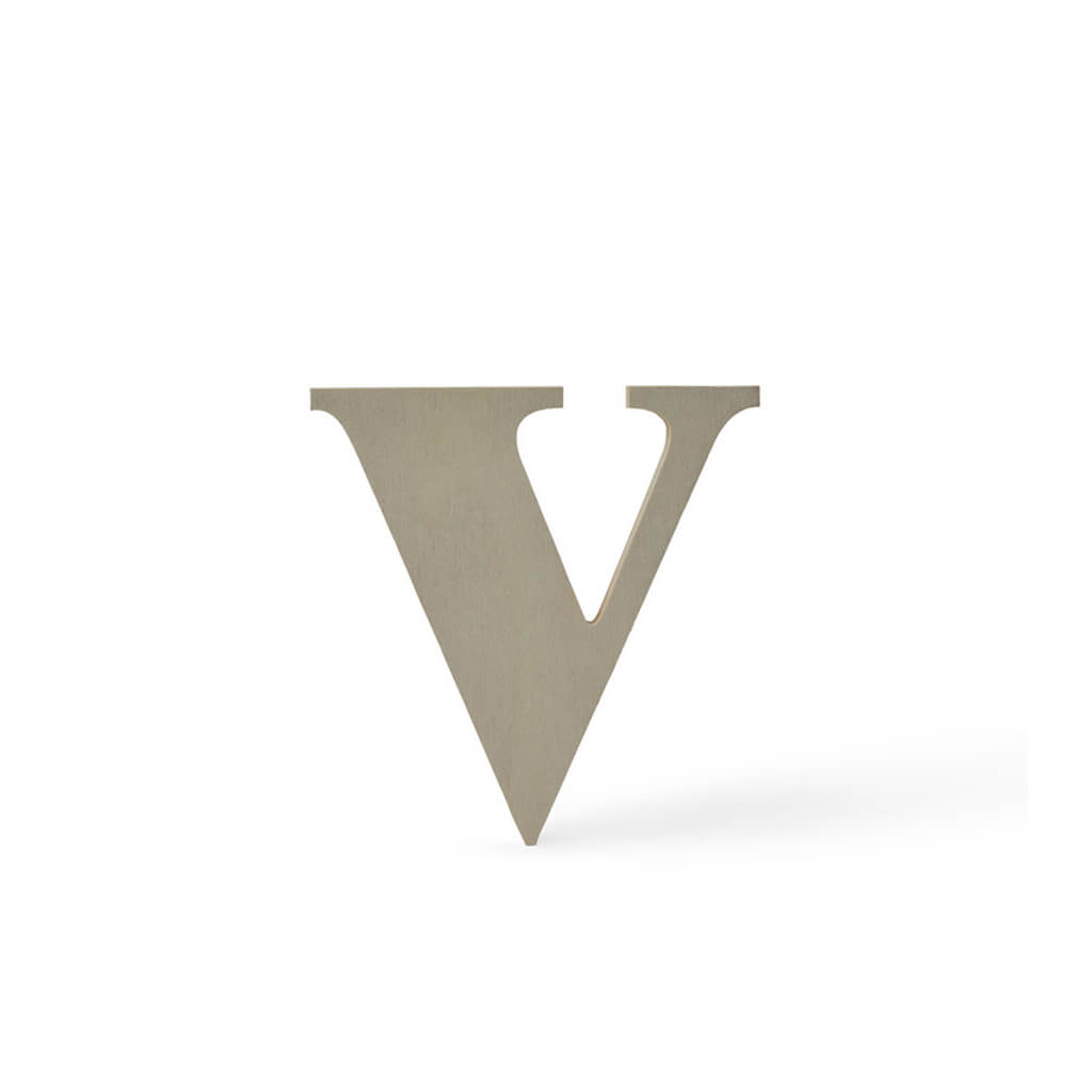 Wooden Lowercase Serif Letter V