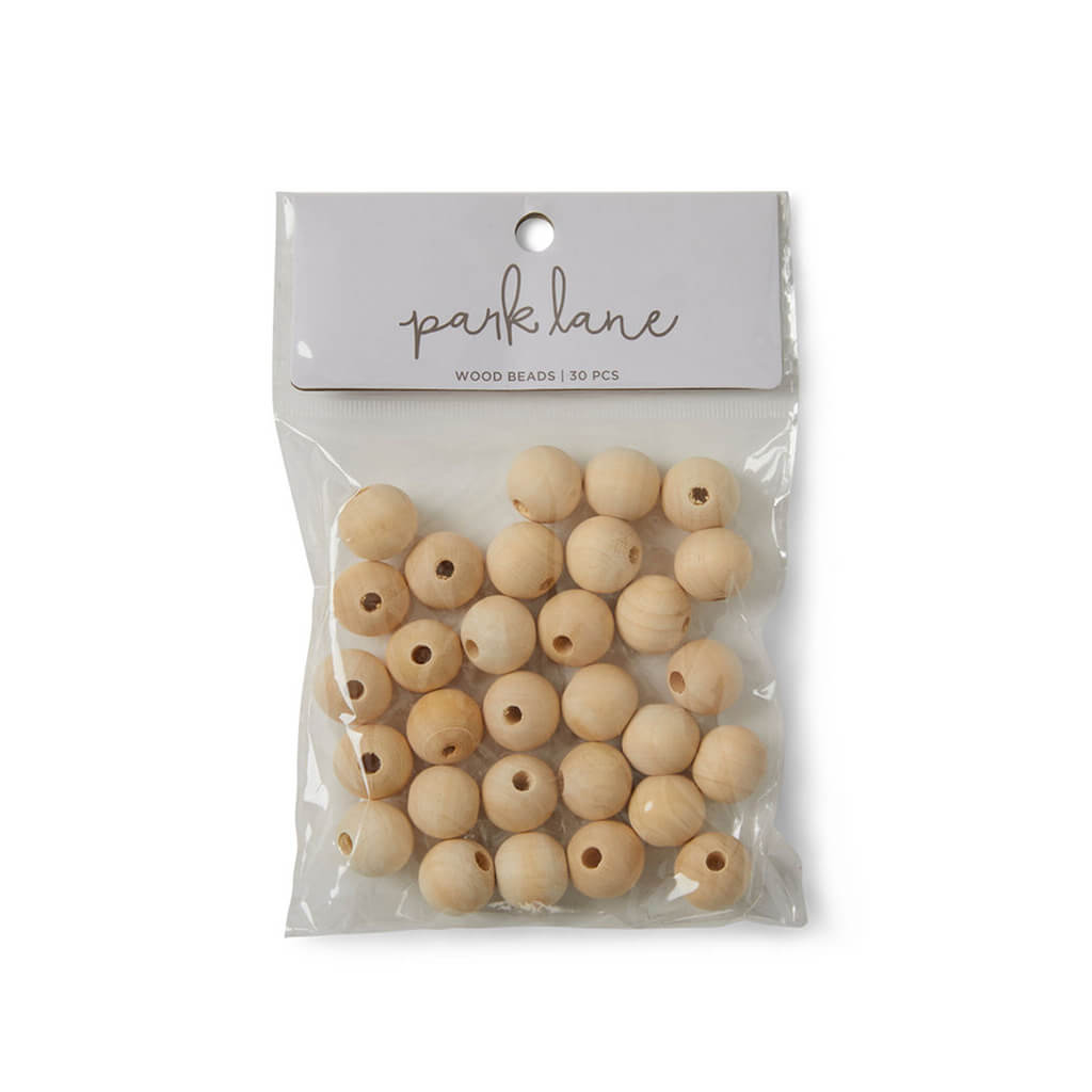 30 pk Wooden Beads, 0.74in x 0.72in